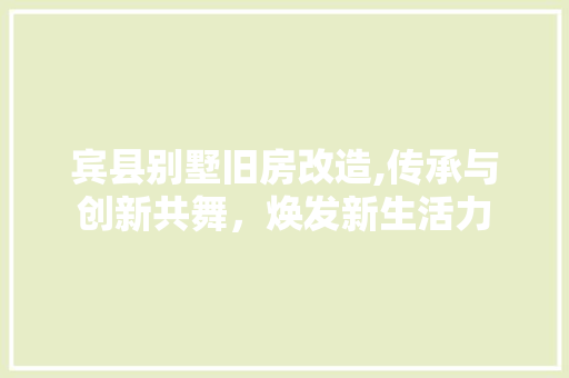 宾县别墅旧房改造,传承与创新共舞，焕发新生活力 装修材料