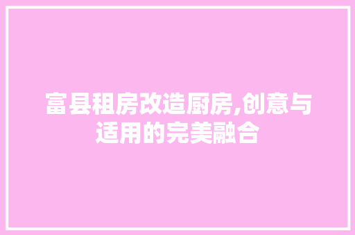 富县租房改造厨房,创意与适用的完美融合