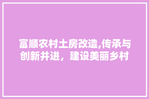 富顺农村土房改造,传承与创新并进，建设美丽乡村