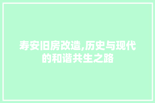 寿安旧房改造,历史与现代的和谐共生之路
