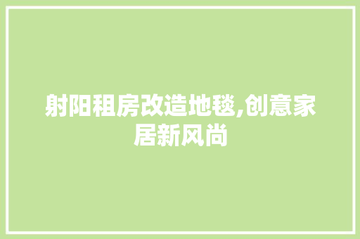 射阳租房改造地毯,创意家居新风尚 墙面装饰