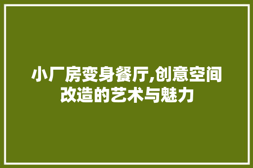 小厂房变身餐厅,创意空间改造的艺术与魅力