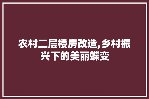 农村二层楼房改造,乡村振兴下的美丽蝶变