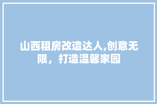 山西租房改造达人,创意无限，打造温馨家园