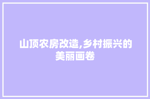 山顶农房改造,乡村振兴的美丽画卷