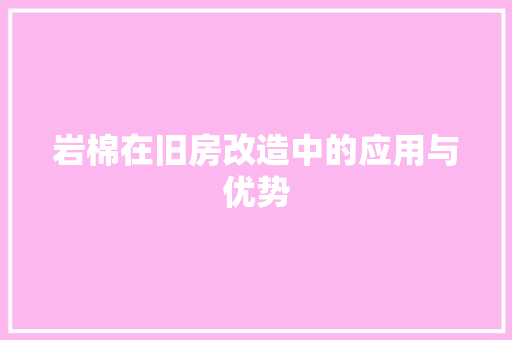 岩棉在旧房改造中的应用与优势 装修材料