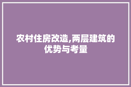 农村住房改造,两层建筑的优势与考量