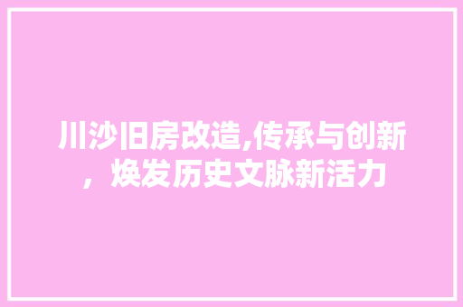 川沙旧房改造,传承与创新，焕发历史文脉新活力