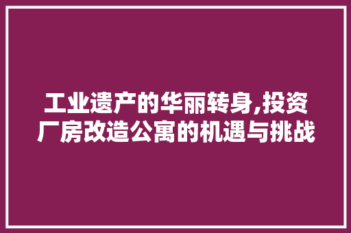 工业遗产的华丽转身,投资厂房改造公寓的机遇与挑战