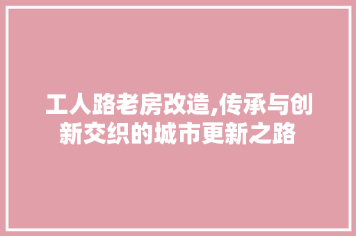 工人路老房改造,传承与创新交织的城市更新之路 门窗装修
