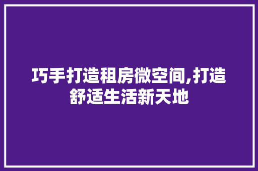 巧手打造租房微空间,打造舒适生活新天地