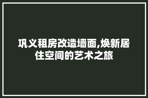 巩义租房改造墙面,焕新居住空间的艺术之旅 装修攻略