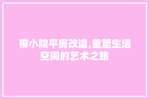 带小院平房改造,重塑生活空间的艺术之旅