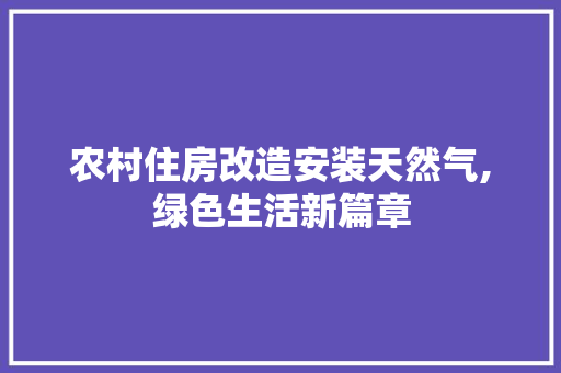 农村住房改造安装天然气,绿色生活新篇章