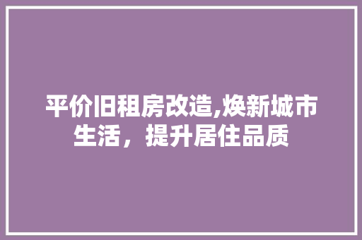平价旧租房改造,焕新城市生活，提升居住品质
