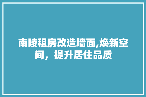 南陵租房改造墙面,焕新空间，提升居住品质 庭院装修