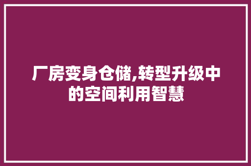 厂房变身仓储,转型升级中的空间利用智慧 庭院装修