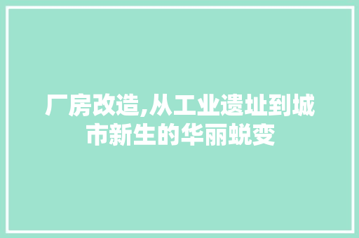 厂房改造,从工业遗址到城市新生的华丽蜕变 门窗装修