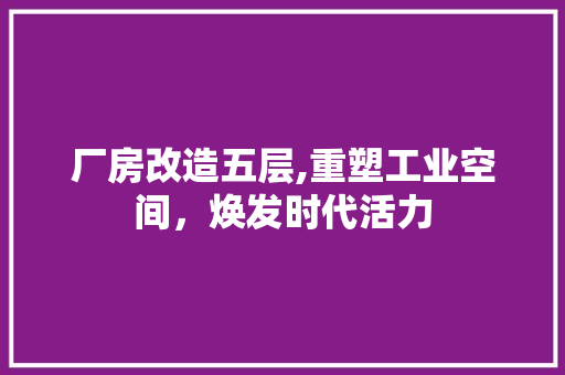 厂房改造五层,重塑工业空间，焕发时代活力