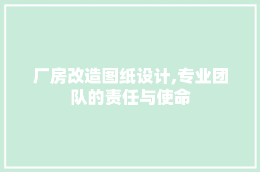 厂房改造图纸设计,专业团队的责任与使命