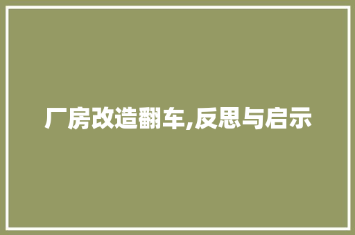 厂房改造翻车,反思与启示