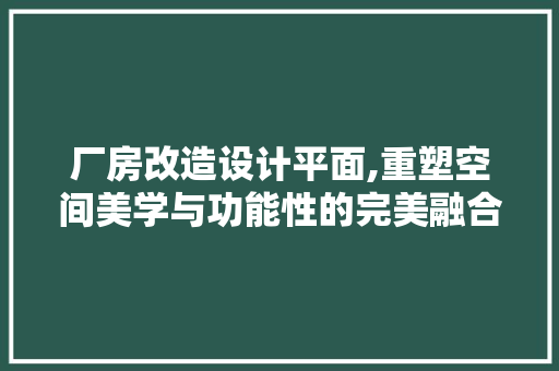 厂房改造设计平面,重塑空间美学与功能性的完美融合