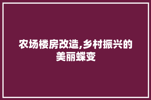 农场楼房改造,乡村振兴的美丽蝶变