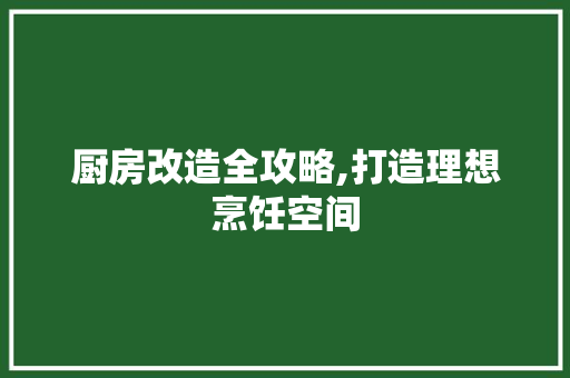 厨房改造全攻略,打造理想烹饪空间 建筑设计