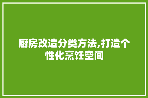 厨房改造分类方法,打造个性化烹饪空间 门窗装修