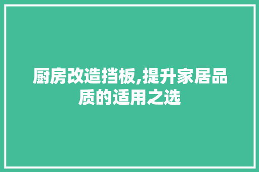厨房改造挡板,提升家居品质的适用之选 墙面装饰 厨房改造挡板,提升家居品质的适用之选 墙面装饰