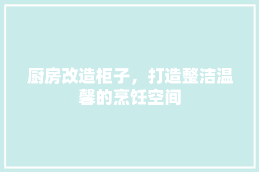 厨房改造柜子，打造整洁温馨的烹饪空间 墙面装饰