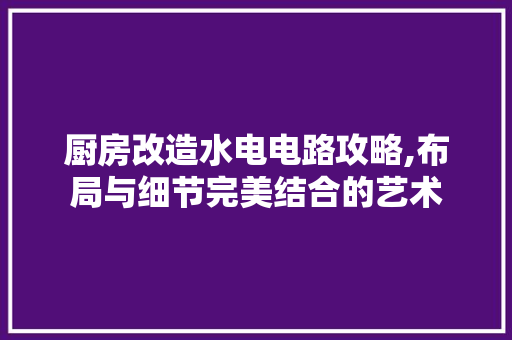 厨房改造水电电路攻略,布局与细节完美结合的艺术 装修攻略