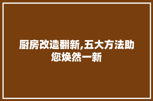 厨房改造翻新,五大方法助您焕然一新