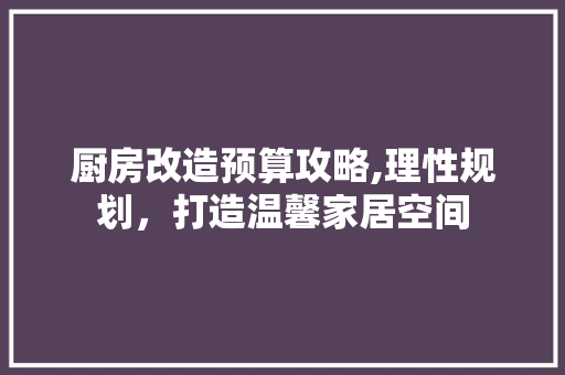 厨房改造预算攻略,理性规划,打造温馨家居空间 隔断设计 厨房改造预算攻略,理性规划,打造温馨家居空间 隔断设计