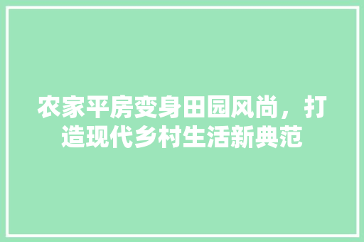 农家平房变身田园风尚，打造现代乡村生活新典范