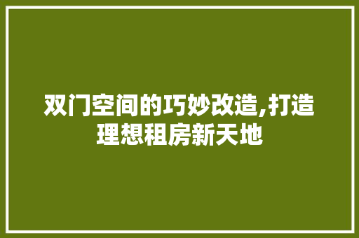 双门空间的巧妙改造,打造理想租房新天地