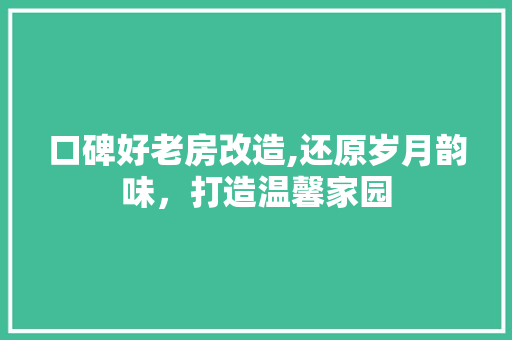 口碑好老房改造,还原岁月韵味，打造温馨家园 装修材料