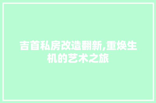 吉首私房改造翻新,重焕生机的艺术之旅