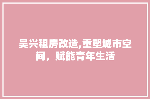 吴兴租房改造,重塑城市空间，赋能青年生活