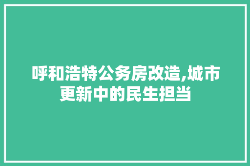 呼和浩特公务房改造,城市更新中的民生担当