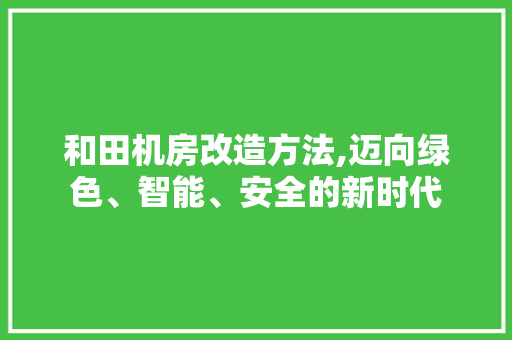 和田机房改造方法,迈向绿色、智能、安全的新时代 墙面装饰