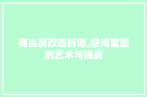 商品房改造拆墙,空间重塑的艺术与挑战 门窗装修