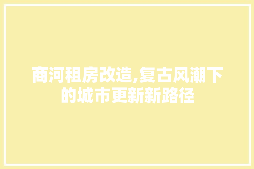 商河租房改造,复古风潮下的城市更新新路径 装修材料