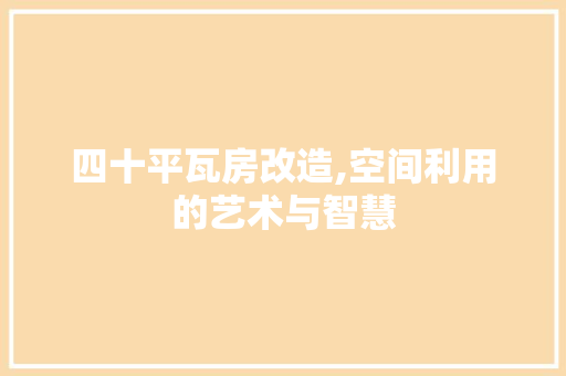 四十平瓦房改造,空间利用的艺术与智慧