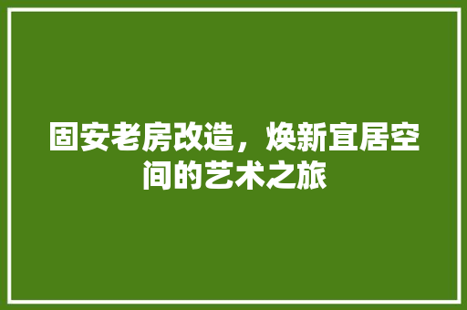 固安老房改造，焕新宜居空间的艺术之旅