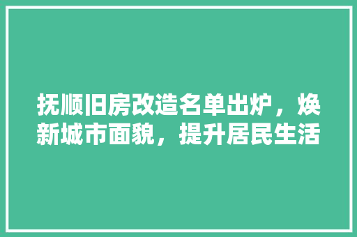 抚顺旧房改造名单出炉，焕新城市面貌，提升居民生活品质 墙面装饰