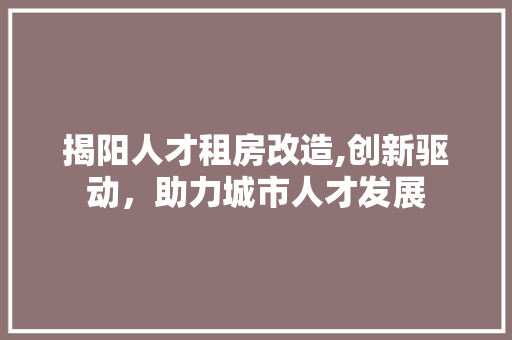 揭阳人才租房改造,创新驱动，助力城市人才发展