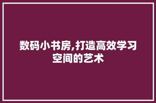 数码小书房,打造高效学习空间的艺术