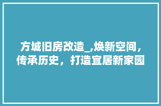 方城旧房改造_,焕新空间，传承历史，打造宜居新家园 装修材料