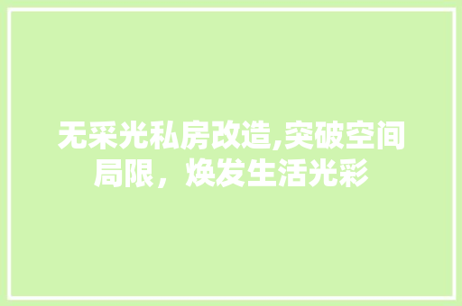 无采光私房改造,突破空间局限，焕发生活光彩